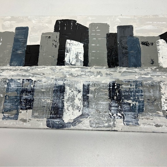 NWT Original Artwork Acrylic on Canvas 10 x 20” City On the lake - Picture 5 of 16